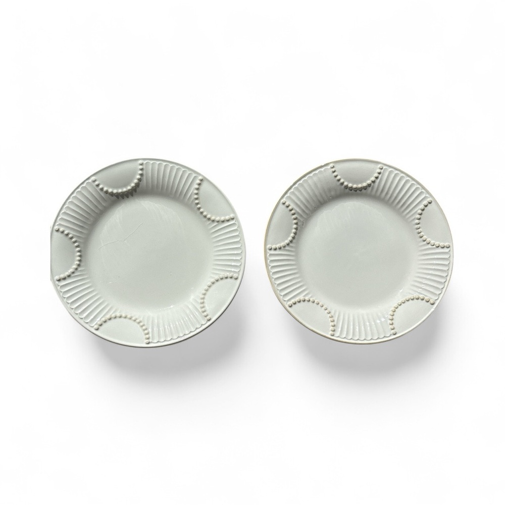 Lenox Butler's Pantry 9" Luncheon Plates Set of 2 – White Ivory Stoneware Beaded